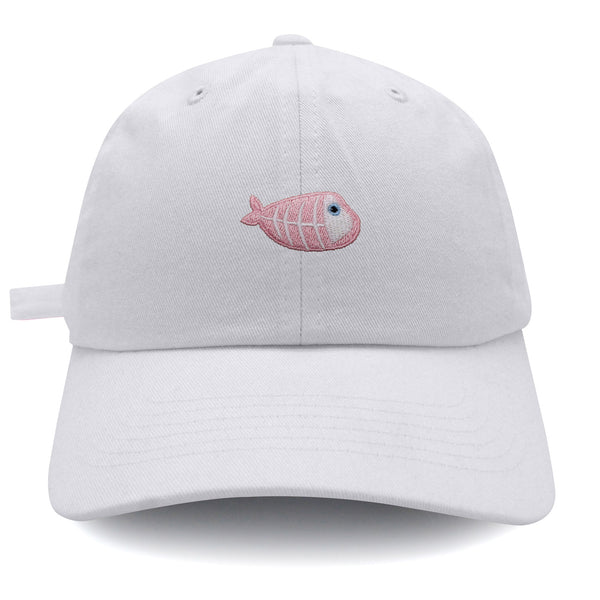 Fishbone Dad Hat Embroidered Baseball Cap Pink Bone