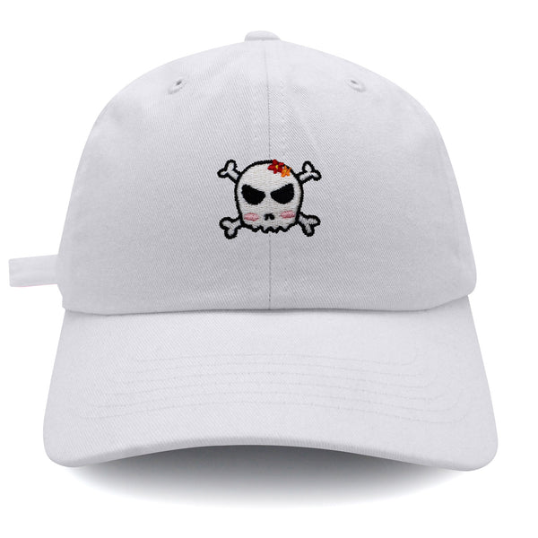 Skull Dad Hat Embroidered Baseball Cap Ribbon Girly