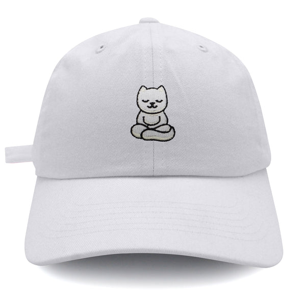 Meditating Cat Dad Hat Embroidered Baseball Cap Yoga Statue