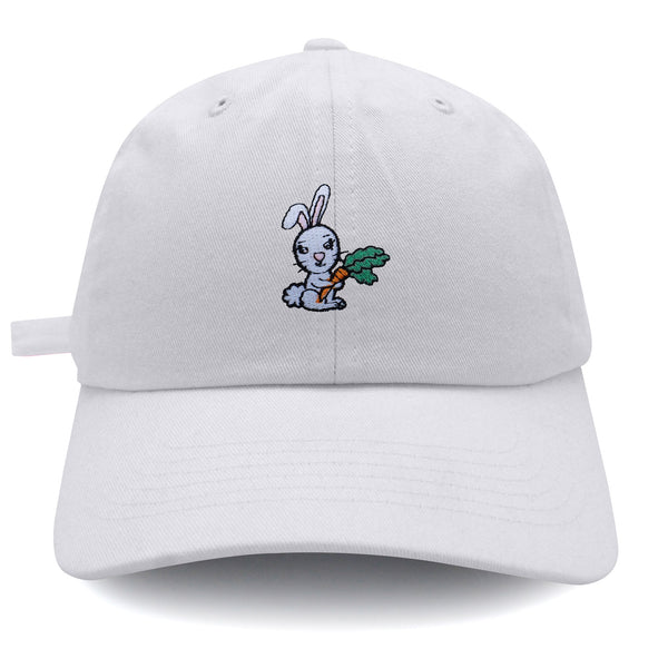 Bunny with Carrot Dad Hat Embroidered Baseball Cap Cute