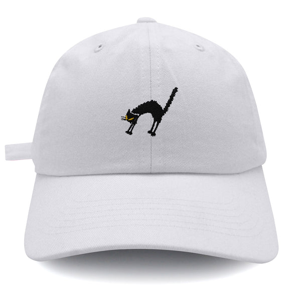 Scared Cat Dad Hat Embroidered Baseball Cap Black Cat