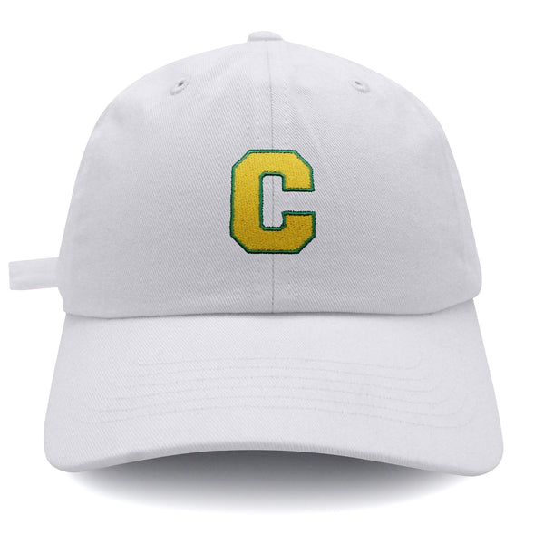 Initial C College Letter Dad Hat Embroidered Baseball Cap Yellow Alphabet