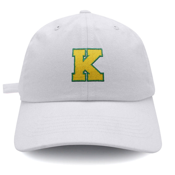 Initial K College Letter Dad Hat Embroidered Baseball Cap Yellow Alphabet