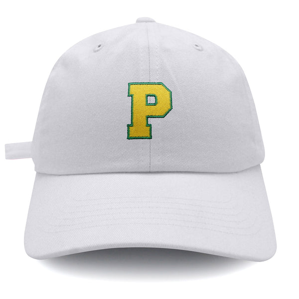 Initial P College Letter Dad Hat Embroidered Baseball Cap Yellow Alphabet