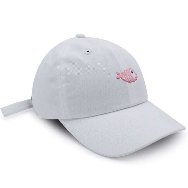 Fishbone Dad Hat Embroidered Baseball Cap Pink Bone