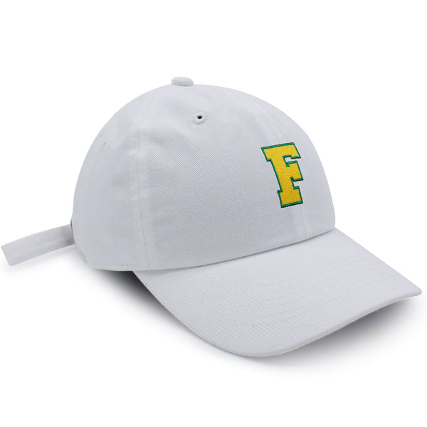 Initial F College Letter Dad Hat Embroidered Baseball Cap Yellow Alphabet