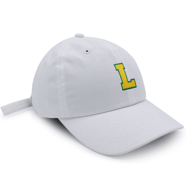 Initial L College Letter Dad Hat Embroidered Baseball Cap Yellow Alphabet