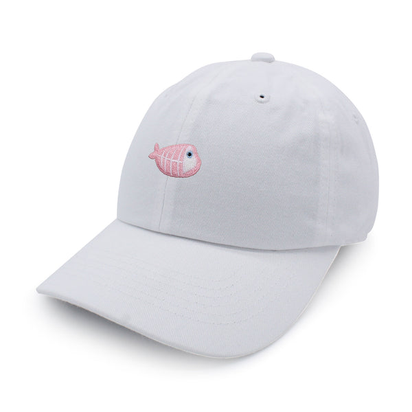 Fishbone Dad Hat Embroidered Baseball Cap Pink Bone