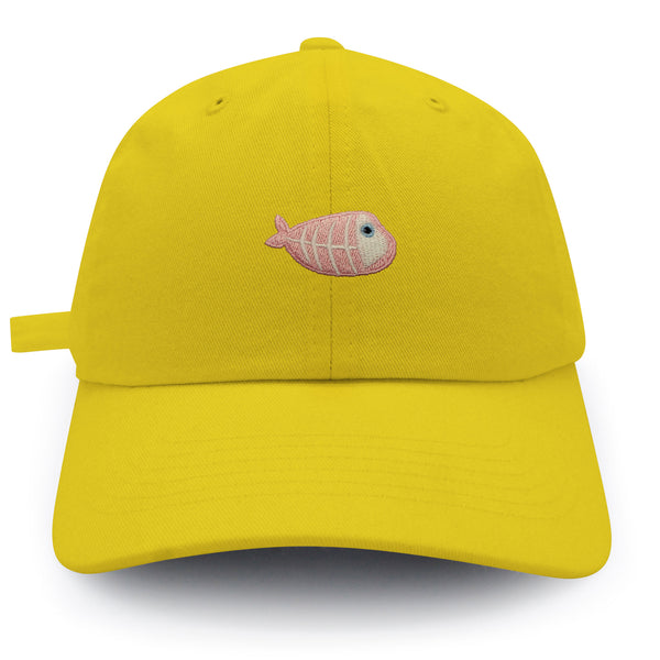 Fishbone Dad Hat Embroidered Baseball Cap Pink Bone