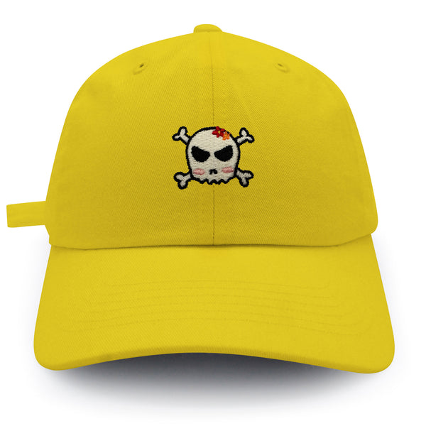 Skull Dad Hat Embroidered Baseball Cap Ribbon Girly