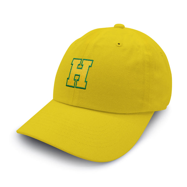 Initial H College Letter Dad Hat Embroidered Baseball Cap Yellow Alphabet