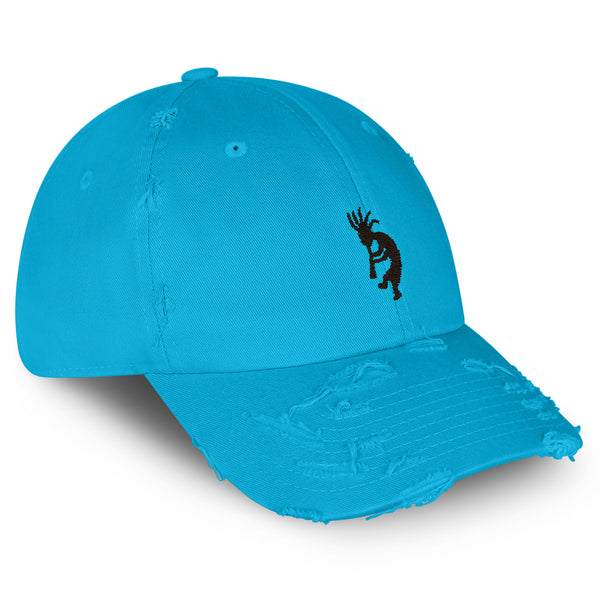 Kokopelli Vintage Dad Hat Frayed Embroidered Cap Indian Traditional