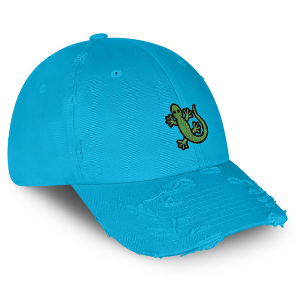 Green Lizard Logo Vintage Dad Hat Frayed Embroidered Cap Wild Desert