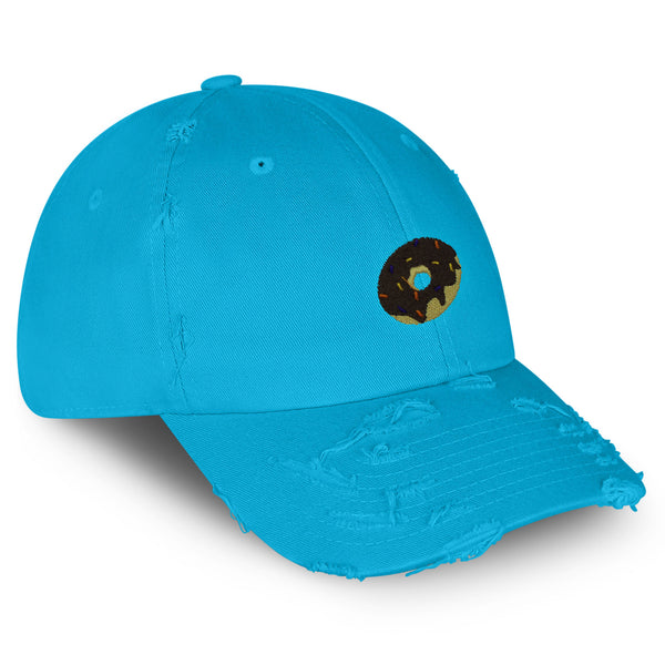 Donut Vintage Dad Hat Frayed Embroidered Cap Doughnut Simpson