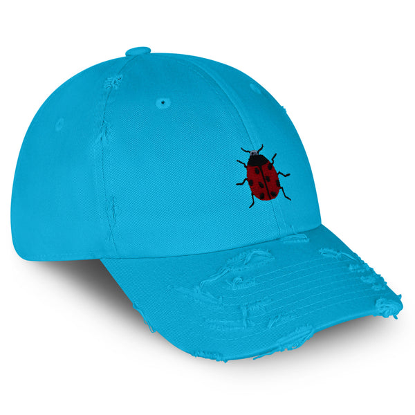 Ladybug Vintage Dad Hat Frayed Embroidered Cap Insect