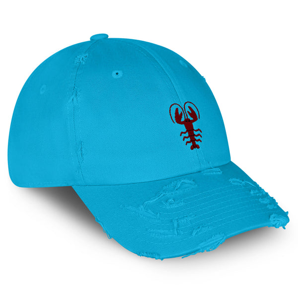 Lobster Vintage Dad Hat Frayed Embroidered Cap Shellfish Foodie