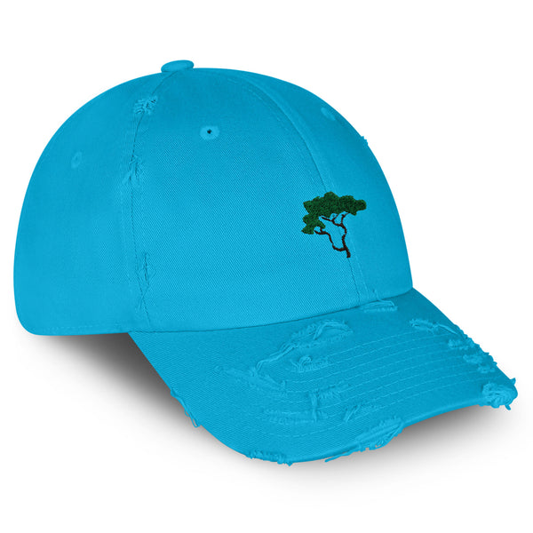 Tree Vintage Dad Hat Frayed Embroidered Cap Hiking