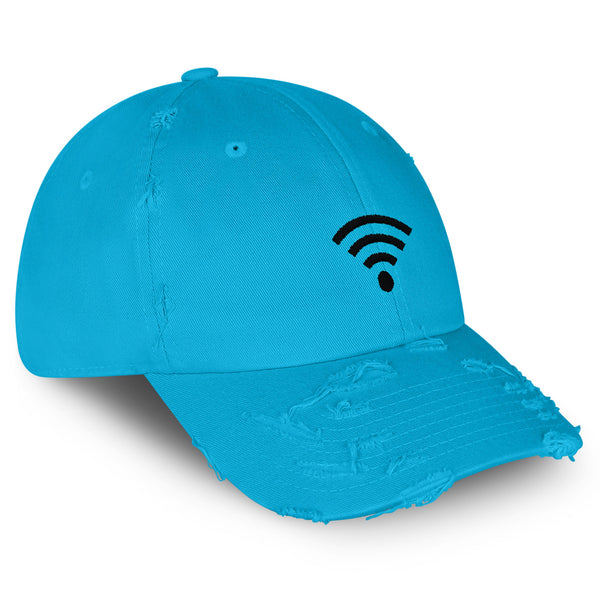 Wifi Symbol Vintage Dad Hat Frayed Embroidered Cap Logo Internet
