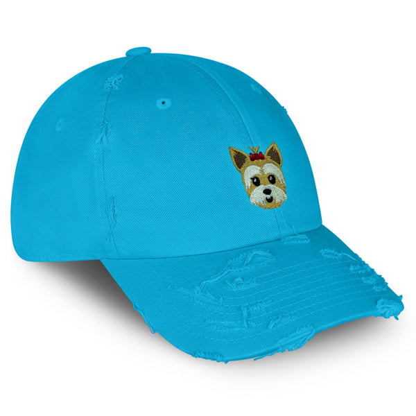 Yorkshire Terrier Vintage Dad Hat Frayed Embroidered Cap Puppy Yorkie