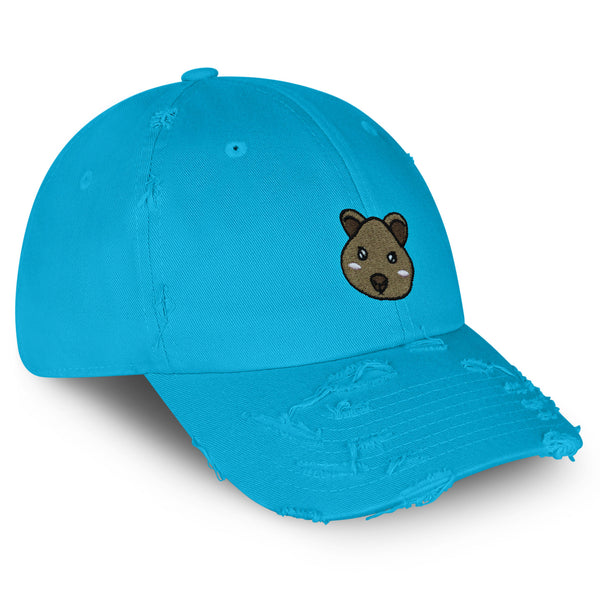 Quokka Face Vintage Dad Hat Frayed Embroidered Cap Cute Animal