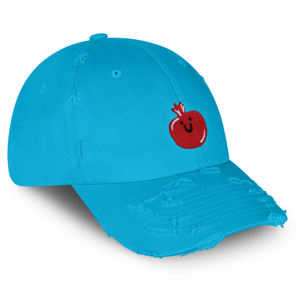 Pomegranate Vintage Dad Hat Frayed Embroidered Cap Fruit, Grenade