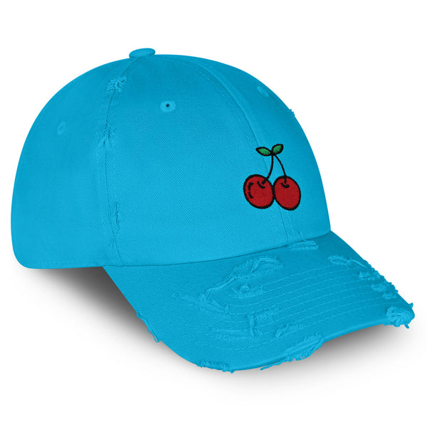 Cherries Vintage Dad Hat Frayed Embroidered Cap Fruit