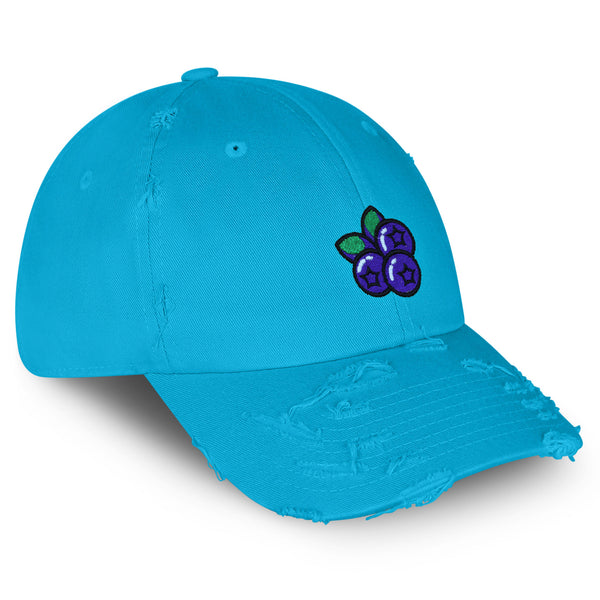 Blueberry Vintage Dad Hat Frayed Embroidered Cap Fruit