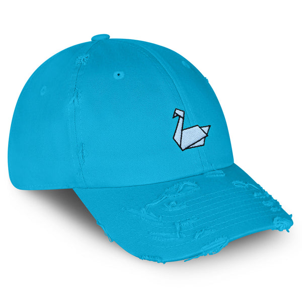 Paper Swan Vintage Dad Hat Frayed Embroidered Cap Origami