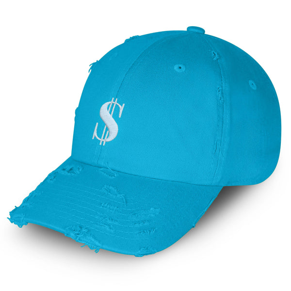 Dollar Sign Vintage Dad Hat Frayed Embroidered Cap Money Cash