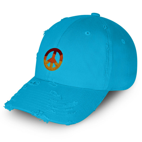 Peace Symbol Vintage Dad Hat Frayed Embroidered Cap Hippie Logo