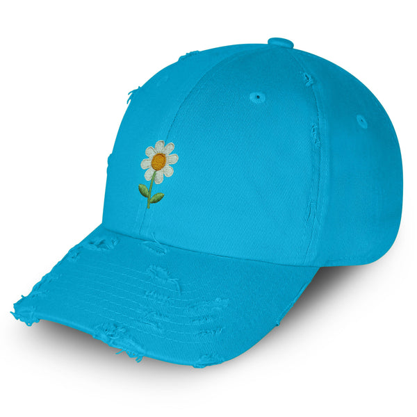 Chamomile Flower Vintage Dad Hat Frayed Embroidered Cap Floral