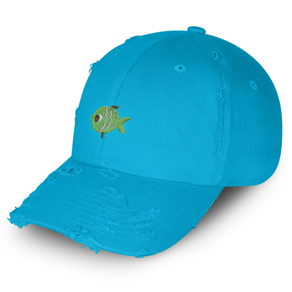 Fish Vintage Dad Hat Frayed Embroidered Cap Aquarium