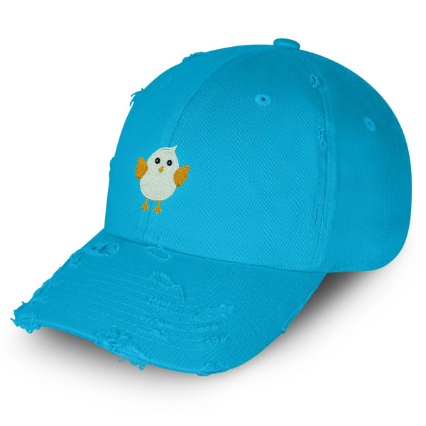 Cute Chick Vintage Dad Hat Frayed Embroidered Cap Chicken