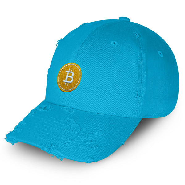 Bitcoin Vintage Dad Hat Frayed Embroidered Cap Cryptocurrency Investing