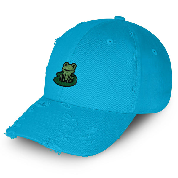 Frog Vintage Dad Hat Frayed Embroidered Cap Frog Pond, Frog