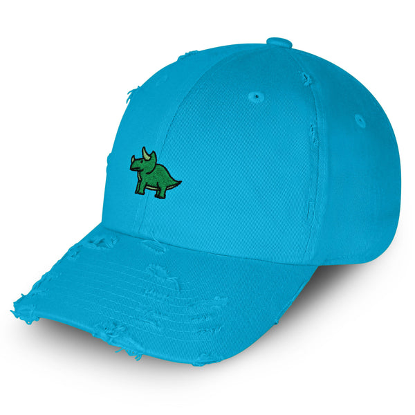 Triceratops Vintage Dad Hat Frayed Embroidered Cap Dinosaur