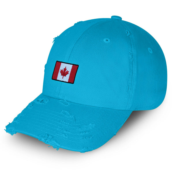 Canadian Flag Vintage Dad Hat Frayed Embroidered Cap Canada Logo