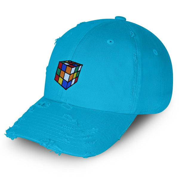 Speed Cube Vintage Dad Hat Frayed Embroidered Cap Puzzle Cube