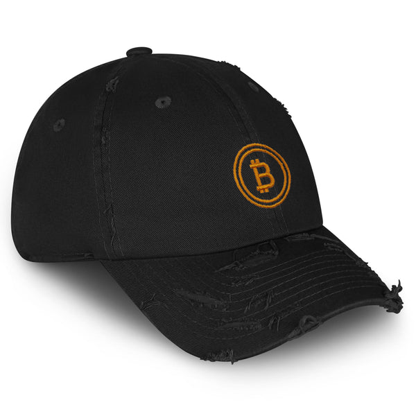 Bitcoin Vintage Dad Hat Frayed Embroidered Cap Cryptocurrency