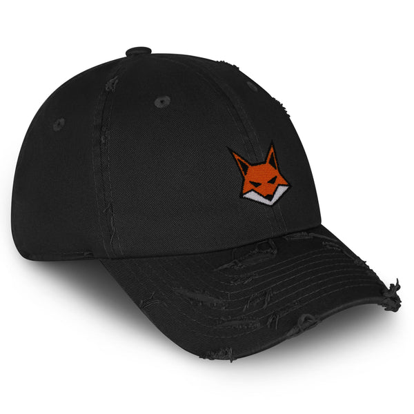 Fox Face Vintage Dad Hat Frayed Embroidered Cap Wild Animal