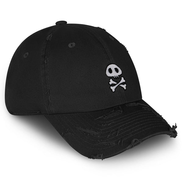 Skull Vintage Dad Hat Frayed Embroidered Cap Cute Skull