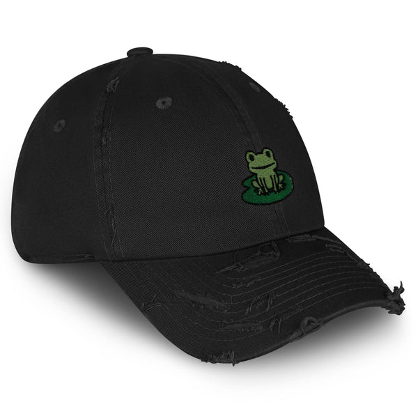 Frog Vintage Dad Hat Frayed Embroidered Cap Frog Pond, Frog