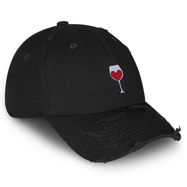 Wine Vintage Dad Hat Frayed Embroidered Cap Romantic