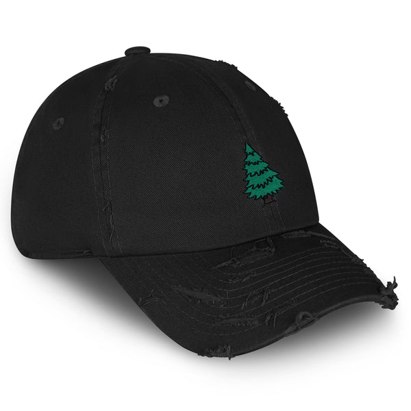 Pine Tree Vintage Dad Hat Frayed Embroidered Cap Forest Camping