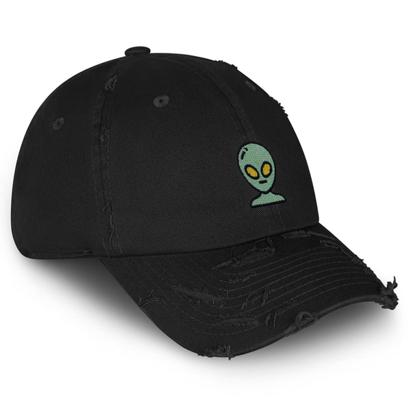 Alien Vintage Dad Hat Frayed Embroidered Cap Alien Face
