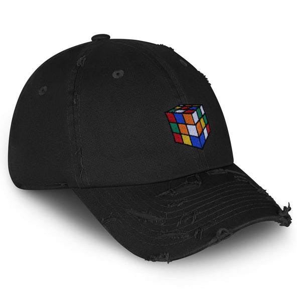 Speed Cube Vintage Dad Hat Frayed Embroidered Cap Puzzle Cube