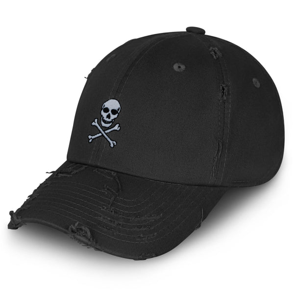 Pirate Skull Vintage Dad Hat Frayed Embroidered Cap Scary Grunge