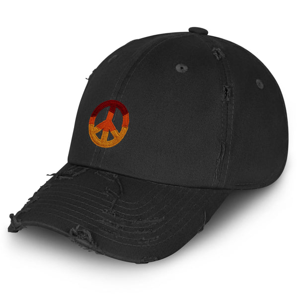 Peace Symbol Vintage Dad Hat Frayed Embroidered Cap Hippie Logo