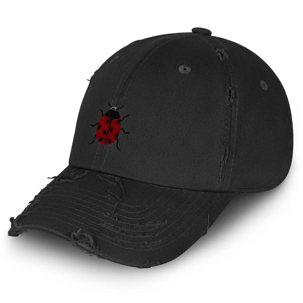 Ladybug Vintage Dad Hat Frayed Embroidered Cap Insect