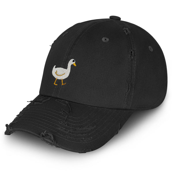 Duck Vintage Dad Hat Frayed Embroidered Cap Bird Lake